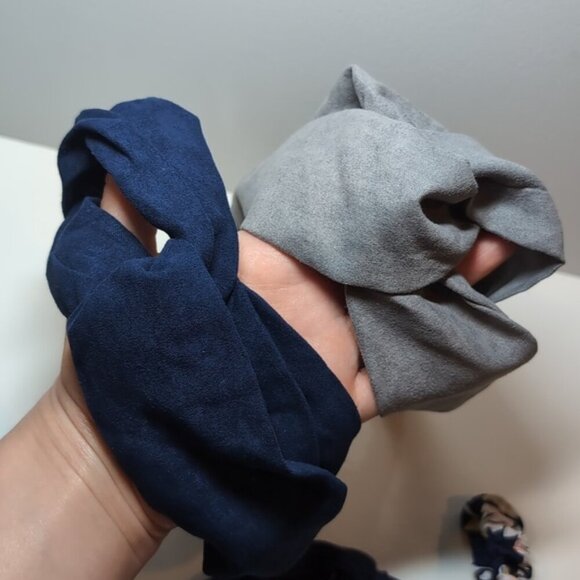 Set Of 5 Headbands Twist Knotted Elastic Retro Solid Floral Ribbed Microsuede - Picture 6 of 16